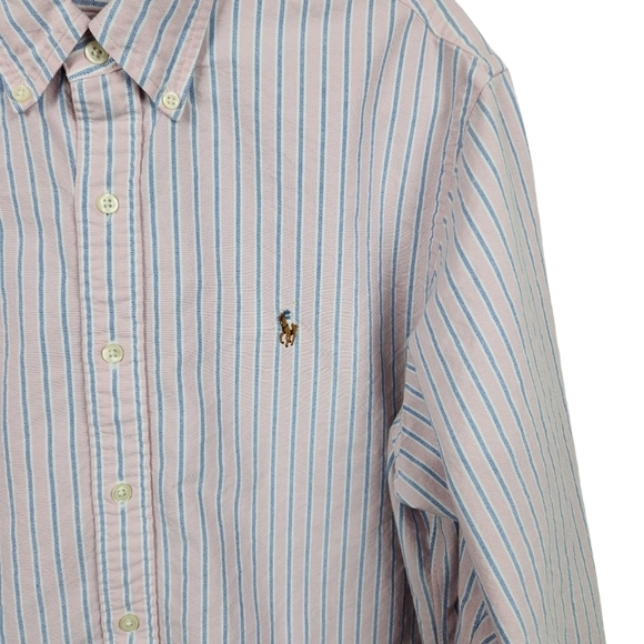 Ralph Lauren Blue Label Pink White Blue Striped Casual Button Down Shirt XL - Picture 4 of 8